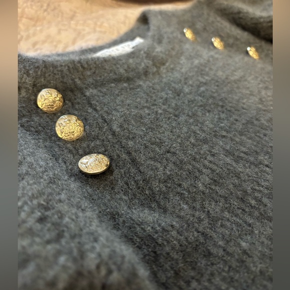 Veronica Beard Charcoal Sweater with Gold Buttons - Picture 2 of 7